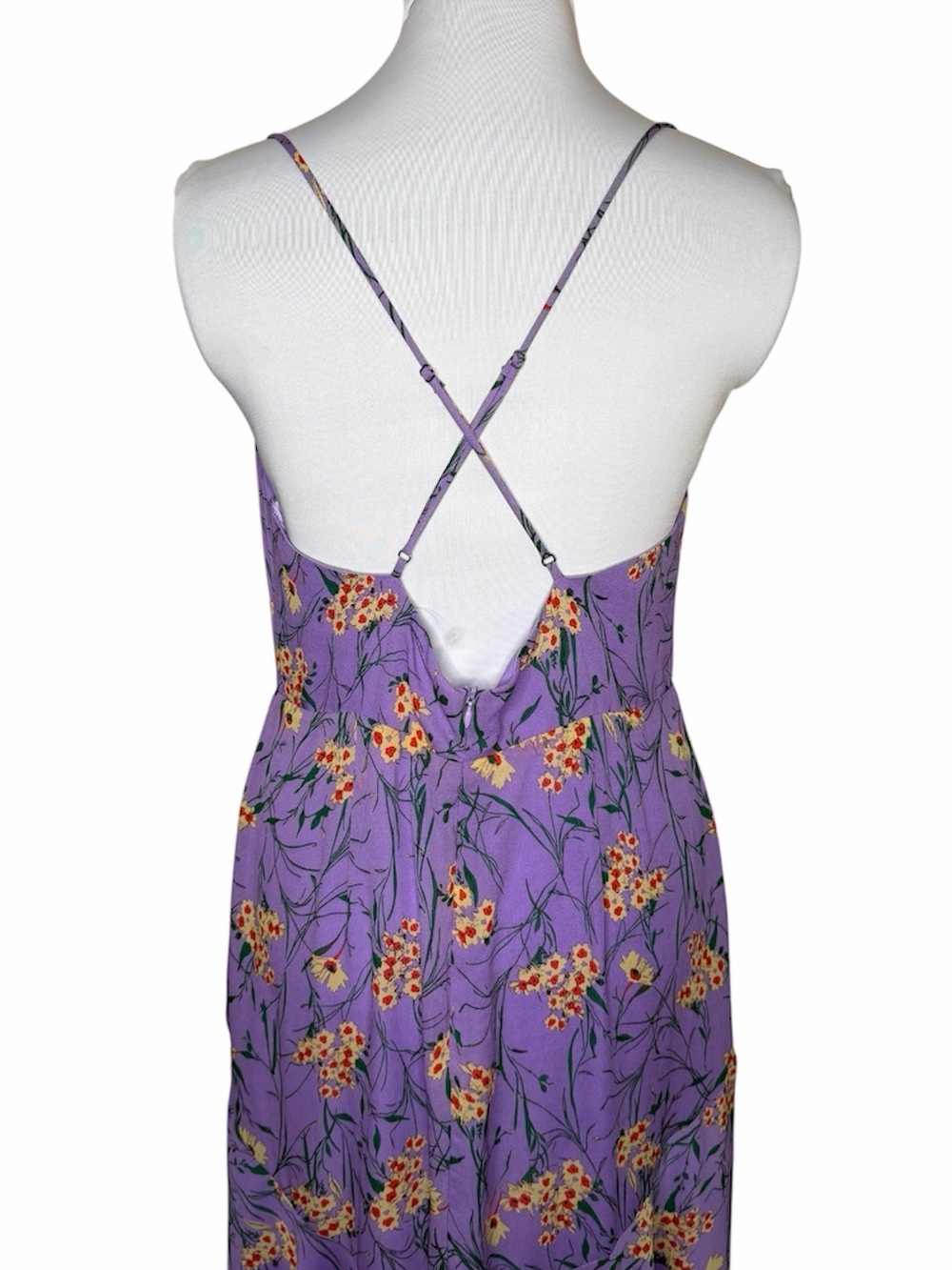 ASTR The Label Pandora Floral Maxi Dress Size Large Purple Yellow Slit Wedding - Picture 8 of 14